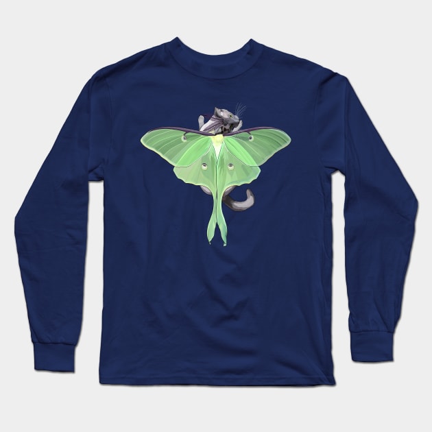 Luna Moth Flitter Kitty Long Sleeve T-Shirt by CarleahUnique